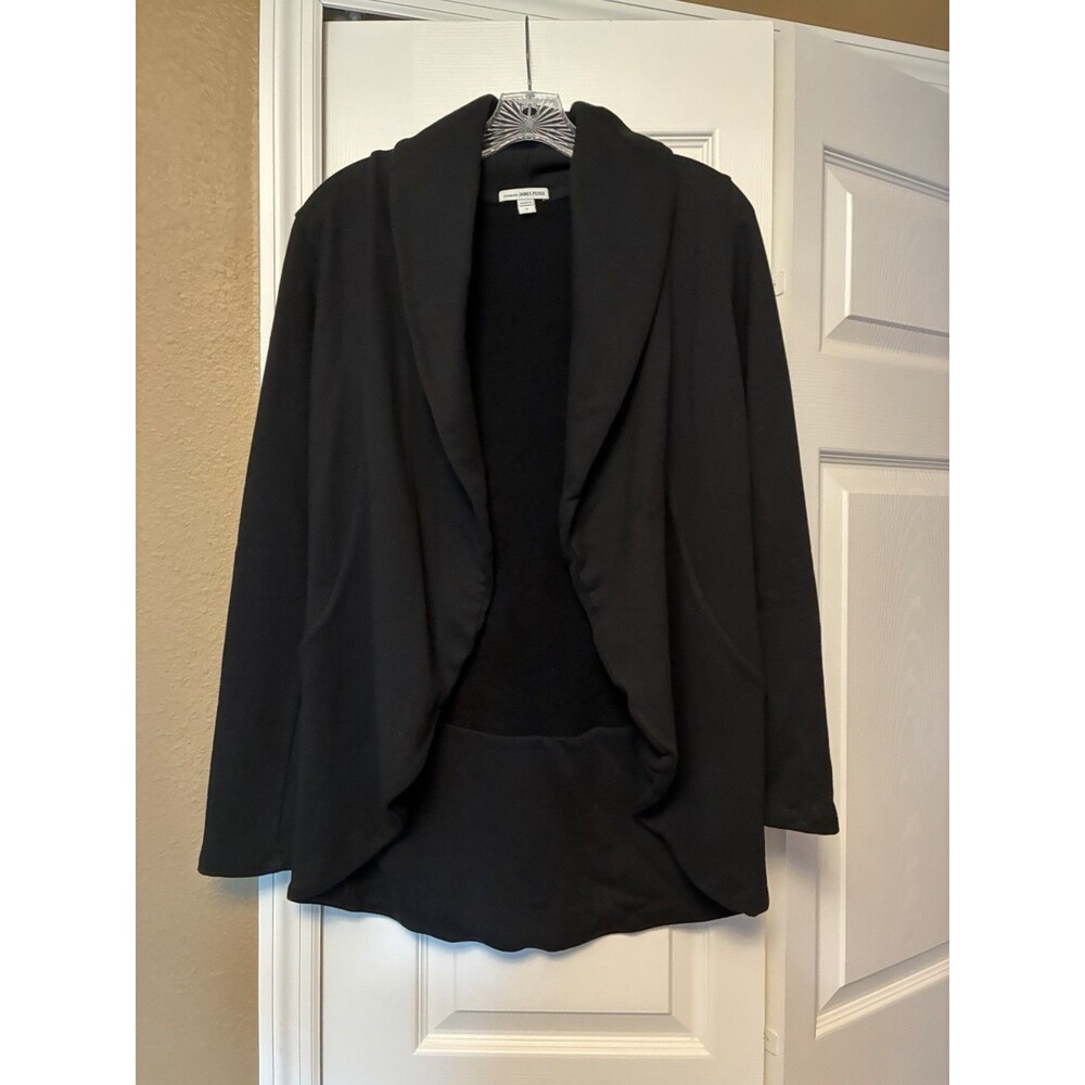 STANDARD JAMES PERSE Size 2 (medium) Open Front Cardigan Black 100% Cotton
